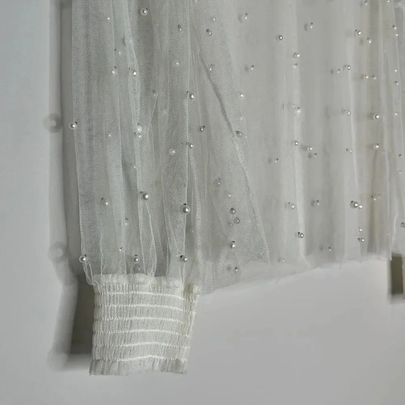 Forever 21 Cream Sheer Pearl Top - Picture 5 of 12